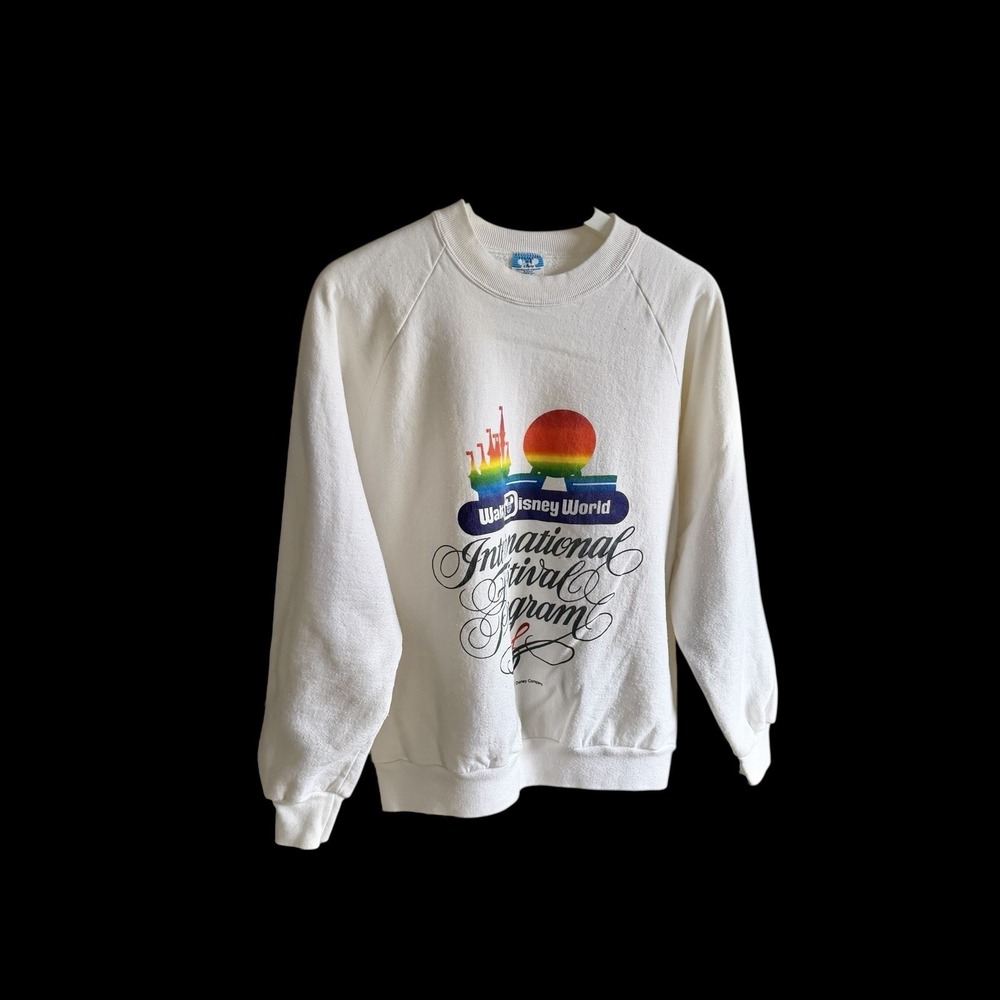 1987 Disney International Festival Sweatshirt Sz‎ Large Distressed Raglan Sleeve